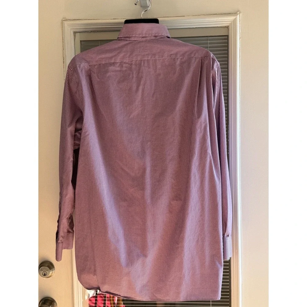 Polo Ralph Lauren Shirt Mens 17.5 34/35 Purple Gingham L/S pony on bottom